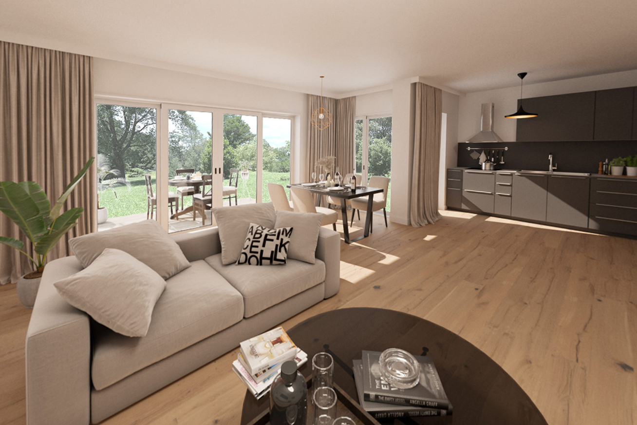 Wohnzimmer Neubauprojekt in Kaarst Mehrfamilienhaus Neubau Lange Hecke